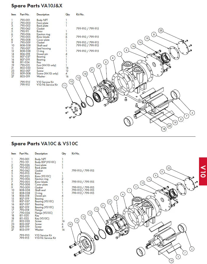 Non-Lube VA10 / VS10 Repair Kit