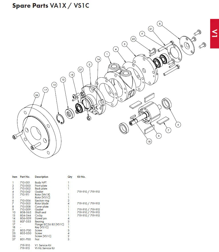 Non-Lube VA1 / VS1 Repair Kit